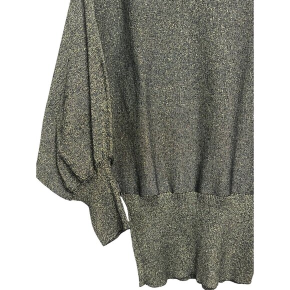 Red Paint Women Metallic Gold Gray Large Knit Sweater Cotton & Lurex Sparkly - Picture 6 of 16